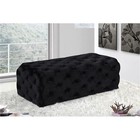 Maklaine Velvet Black Ottoman Rectangular Button Tufted 52  Unassembled