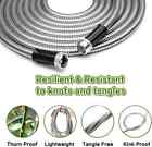 25 50 75 100 150ft Stainless Steel Flexible Garden Water Hose 2x Spray Nozzle