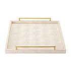 Xigexige Large Ottoman Coffee Table Tray Square Shagreen Leather Gold Handles