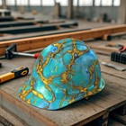 Gold Splashed Turquoise - 20 x 38  Hydrographic Film Hydro Dipping