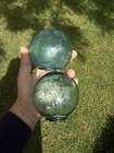 Two Vintage Double Triple Slash Japanese Glass Float Ball Fishing Puget Sound