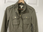 H m Military Style Jacket Women Size 4   34 Army Green Zipper Front 4 Pocket Euc