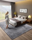 Vevor Indoor Plush Area Rug 8 X 10ft Grey Plush Carpet For Living Room Bedroom