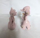 Vintage Thames Pink Spaghetti Dog And Cat Salt And Pepper Set Gold Accents Japan