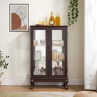 Lighted Curio Display Cabinet With Glass Doors Mirrored Back Adjustable Shelves