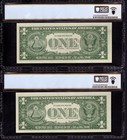 Sequential Low Serial Pair Of 1957  1 Silver Certificate Star Notes Pcgs 64 65 Q