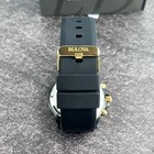 Bulova 98b278 Men s Marine Star Chronograph Watch Gold black Dial Rubber Strap