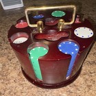 Poker Chip Set With Wooden Carousel Rack  Dealer Chip  Complete For Poker Games