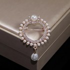 Women s Rhinestone Pearl Flower Brooch Pin Metal Hollow Clip Jewelry Fashion