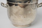 Vintage Silver Plated Ice Bucket With Lid Pinecone Finial Monogram R Indonesia