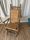 Antique 1880   s Victorian Eastlake Bamboo Upholster Hunzinger Style Spring Rocker