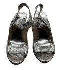 Michael Kors Silver Metallic Peep Toe Sandals Stiletto Heel Shoes Size 7 5