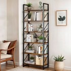 5 Tier Industrial Bookshelf Bookcase Storage Wood Rack Display Home Living Room