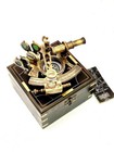 Vintage Maritime Brass Nautical 5 Inches Sextant W wooden Box Marine