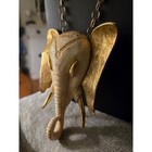 Luca Razza Large Elephant Head Necklace 1970 Vintage Statement Goldtone Unsigned