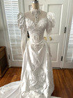 Vtg Alfred Angelo 80   s 90   s White Wedding Gown Lace Cascade Beads Vtg Size 10