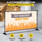 8 X 8ft Banner Stand Heavy-duty Step And Repeat Backdrop Telescopic Adjustable