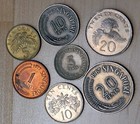 Singapore Lot Of 7 Different Coins Plants Fish Birds