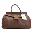 Vintage 90s 00s Etienne Aigner Large Woven Leather Satchel Bag Handbag Doctor