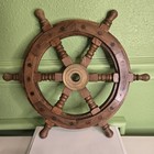Vintage Brass 12 Inch Wooden Nautical Ship Wheel - Nautical Handcrafted 