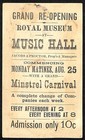 Royal Museum Music Hall Jacobs   Proctor Announcement Victorian Trade Card