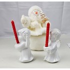Vintage Russ Berrie Christmas Decor Plush Snowman Angels Candle Holders Set