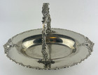 Vintage Silver Plated Bread Basket Serving Swing Handle Ornate Granny Core