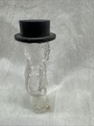 Antique Figural Glass Perfume Bottle  4    Art Deco Vanity Dapper Man In Black Hat