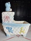 Working Vtg Rubens Music Box Planter Ceramic Cradle   rock A Bye Baby  Nursery
