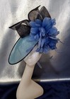 Cobalt Blue   Navy Fascinator   Feathers On Both Sides And Bow To Match Trim
