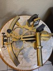 Vtg Heavy German Working Sextant 8  Marine Nautical Collectible Wooden Handle 