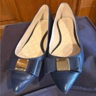 Cole Haan Blue Flats With Gold Accent Bow Excellent Condition Size 5 1 2