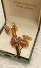 Shield Coat Of Arms Jones Family Crest Vintage  Cuff Link And Tie Back Gold Tone