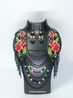 Handmade African Seed Beaded Jewelry  Boho Style Necklace With Matching Earring 