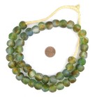 Blue green brown Swirl Recycled Glass Beads 14mm Ghana African Sea Glass Round