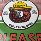 Vintage Forest Service Sign - Smokey Bear Please Prevent Gas Porcelain Sign