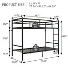 Black Metal Twin Bunk Bed With Safety Rails   Storage