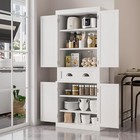  Tall Kitchen Storage Cabinet  72  Wood Pantry With Adjustable Shelves   Large 