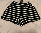French Connection Women s Striped Knit Pull-on Shorts S Black white