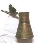 Antique 19thc Dallah Coffee Pot Ottoman Empire Islamic Hand Made etched Brass