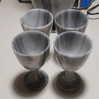 Marbled Gray And White Marble Decanter Set With 4 Glasses And Lid