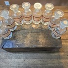 Antique Homeopathic Apothecary Reagent Bottles Ground Glass Flat Stoppers 100cc