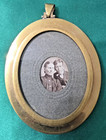 Superb Antique  Double Sided Brass Oval Picture Frame Bubble Glass Hair Lock
