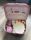 Tea Party Set Girls Floral Princess Pretend Play Xmas Gift Set Carrying Case Euc