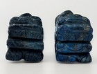 Set Of Two Lapis Blue Hand Carved Foo Dogs Sculptures Vintage