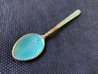 English Beautiful Blue Enamel Demi Spoon Signed T   S   Turner  simpson 