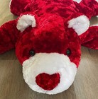 32    Dan Dee Teddy Bear Laying Down Floppy Plush Red White Heart Pillow Valentine