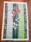 Vtg Ulster Linen Tea Towel Regency Roses Made In Ireland Leslie Jones Red Green
