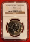 2007 Canada 1 Oz Maple Leaf Palladium  50 Ngc Ms66   Rare