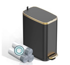 1 6 Gallon 6l Slim Stainless Steel Bathroom Trash Can Soft Close Black